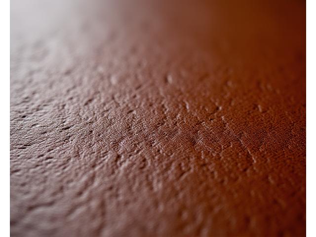 Extreme close-up of high-quality tanned leather with visible grain, illustrating durability and craftsmanship.