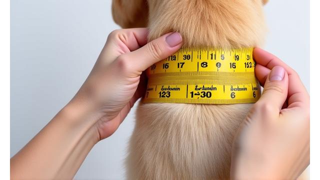Visual diagram showing how to properly measure a dog's neck for a collar using a soft measuring tape.